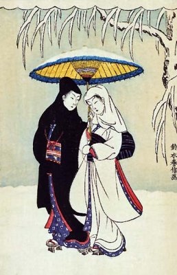 c. 1760 - Couple under Umbrella in Snow