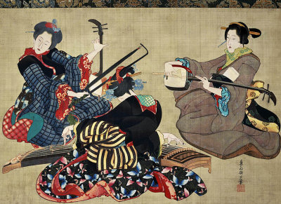 1844 - Three Women Playing Musical Instruments