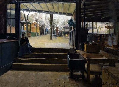 c. 1890 - Kitchen of the Moulin de la Galette