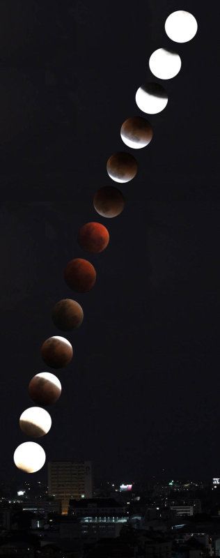 full blue blood red  lunar eclipse over chiang mai (shopped)