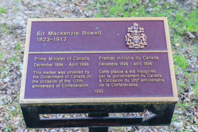 Marker pointing to grave of Sir Mackenzie Bowell