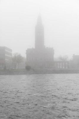 Belleville City Hall on a foggy morning