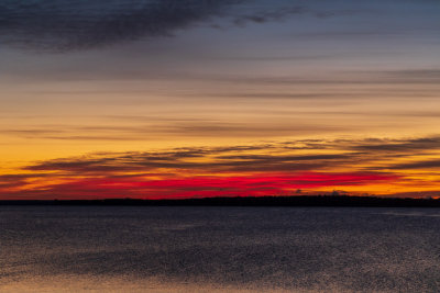 Sky before sunrise across the Bay of Quinte from Belleville Ontario