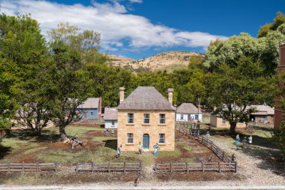Old Hobart model, Richmond, Tasmania - Real hills in the background
