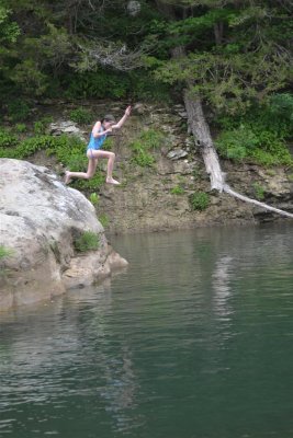 Whiteley Hole, Helen Jumping In