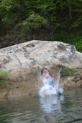 Whiteley Hole, Helen Jumping In