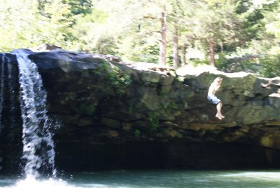Falling Water Waterfalls, Adrian Jumping in 