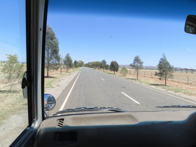 Alice Springs driving into Alice on the airport shuttle bus