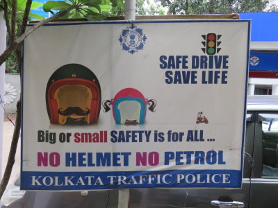 Kolkata sign in petrol station