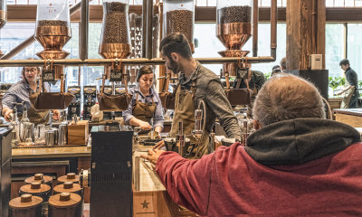 Busy Starbucks,  Seattle