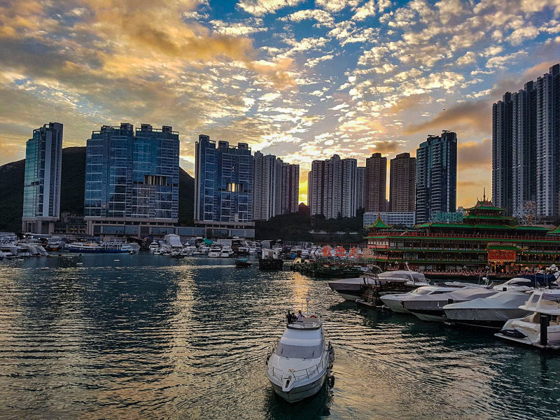 Sunset from the Aberdeen Boat Club, Hong Kong 