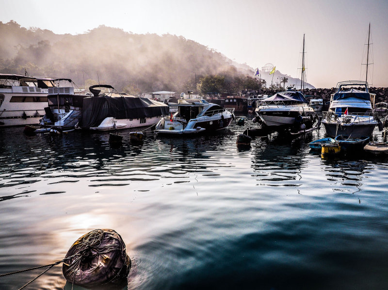 Morning Mist over the Typhoon Shelter.  Aberdeen, Hong Kong