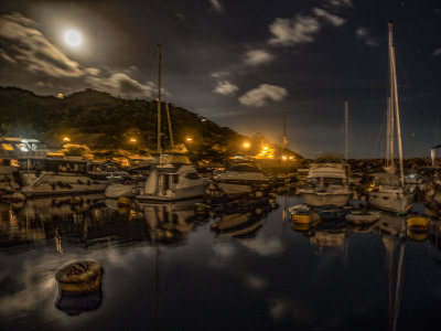 Moonlight over the Typhoon Shelter.  Aberdeen, Hong Kong Island