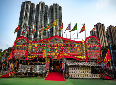 Traditional temporary bamboo Cantonese Opera Theater, Ap Lei Chau Island, Hong Kong