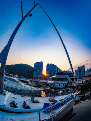 Sunset in the Typhoon Shelter, Aberdeen, Hong Kong