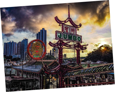 Jumbo Pier at Sunset, Aberdeen Typhoon Shelter, Hong Kong Island