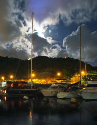 moon lit night over the Typhoon Shelter