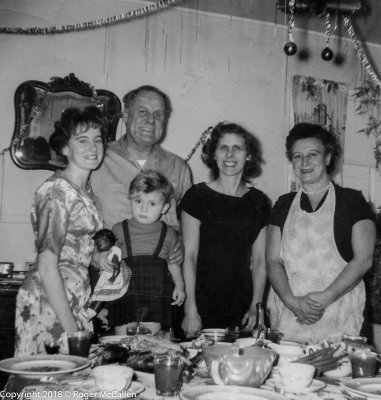 Aunt Carole (Merry) with Grandpa, their Neighbor and Grandma