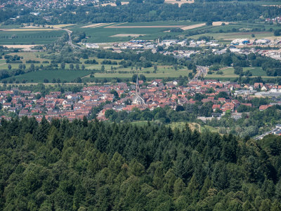 Steinbach with Weitenung in the distance, beyond the cluster of white buildings