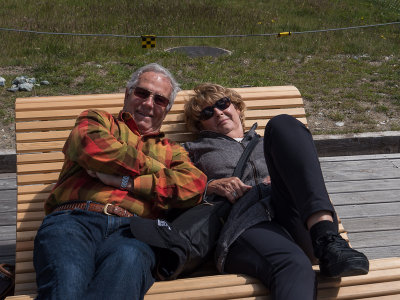Relaxing at top of the Schwarzee Gondola