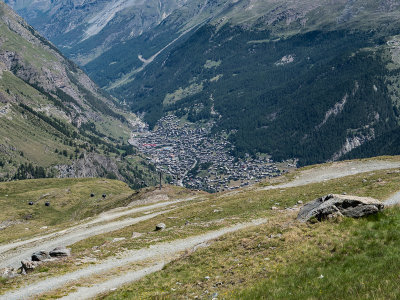 Zermatt from top of the Schwarzee Gondola