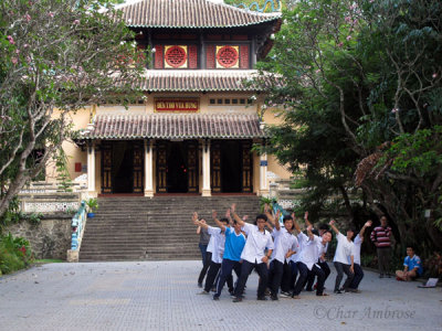 Students in front of Hung KingTemple at Saigon Botanical Gardens
