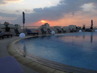 Sunset at the Rooftop Pool, Sofitel Saigon Plaza