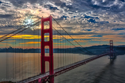 Golden Gate Bridge at rising sun