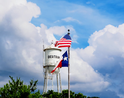 Water Tower and flags