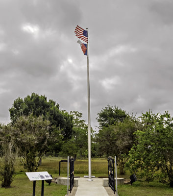 A memorial site within the battleground memorializing several individuals.