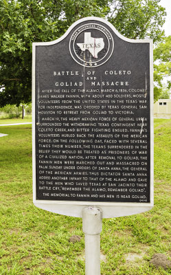 The history plaque of the battle of Coleto 