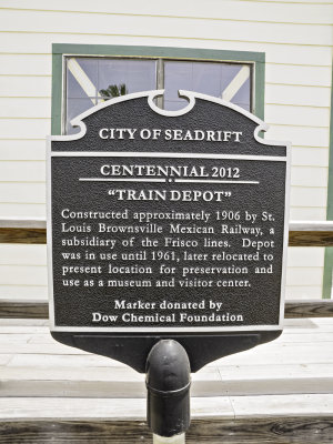 Seadrift Train Depot plaque