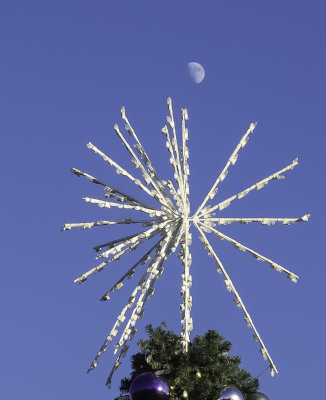 Christmas tree star with the moon above
