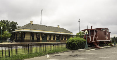 A view of the station with displayed caboose.