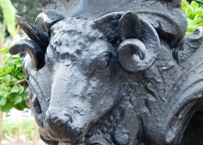 Ironwork on post inside Jackson Square Park