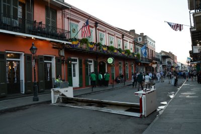 One of three of the new barricades being raised for the evening