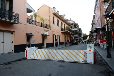 Barricade fully raised for the night