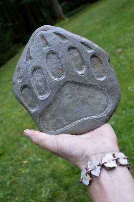 Bear track carved rock