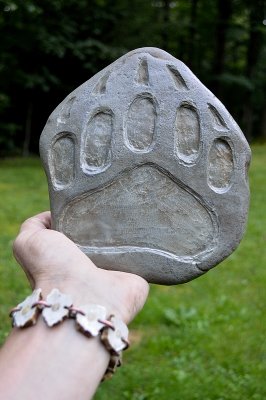 Bear track carved rock