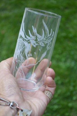 Elk etched glass