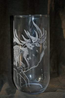 Elk etched glass