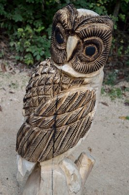 Owl #3- burning in carved feathers