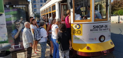 Tram 28 and the castle of Lisbon