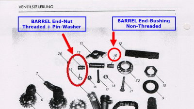 Porsche 935 Shop Service Manual - Solid Rocker Arm Shaft BARREL End-Nuts and Pin Washers - Photo 2