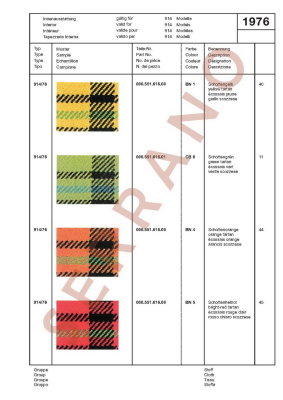 Échantillons de Couleurs et de Garnitures / Type: 911 T E S + 914 914/6, ā partir de mod 70 - Page 52