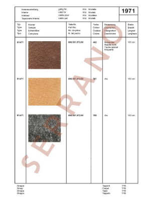 Échantillons de Couleurs et de Garnitures / Type: 911 T E S + 914 914/6, ā partir de mod 70 - Page 72