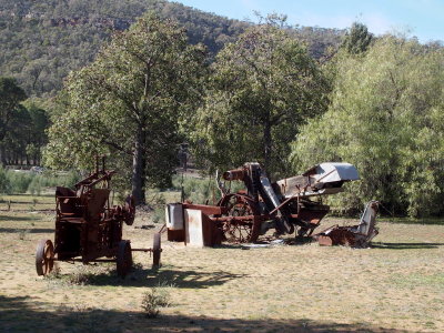 Farm machinery modified and used by the Seatons at their farm