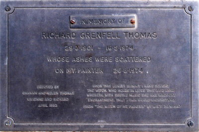 Memorial plaque on a stone cairn