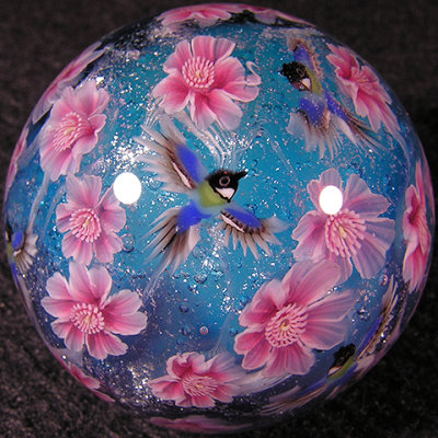 Cherry Blossoms & Japanese Tit Birds Size: 1.29 Price: SOLD 