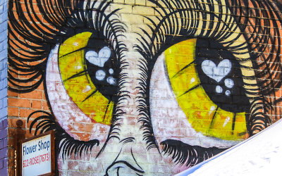 Painted brick wall at the 4th Avenue Street Fair